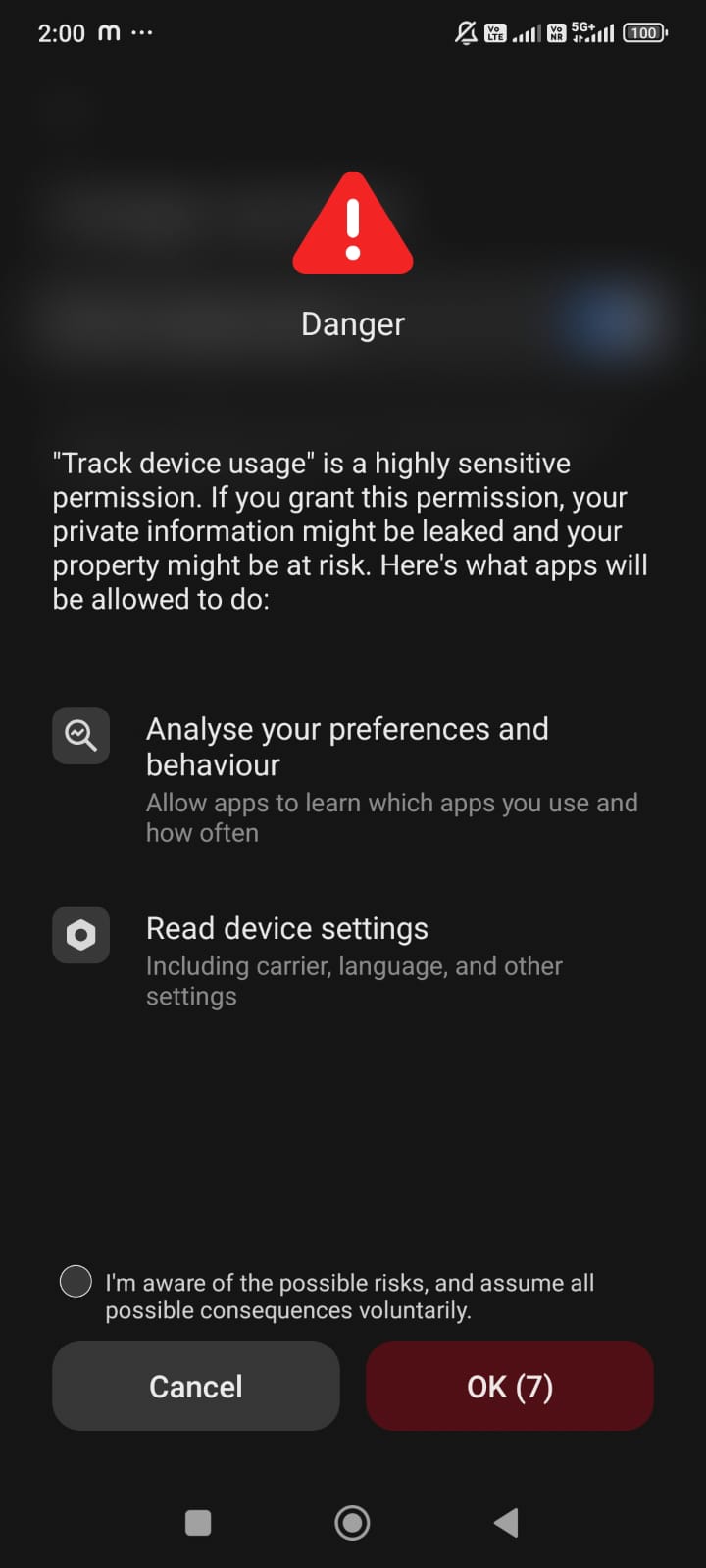 Usage Stats Warning